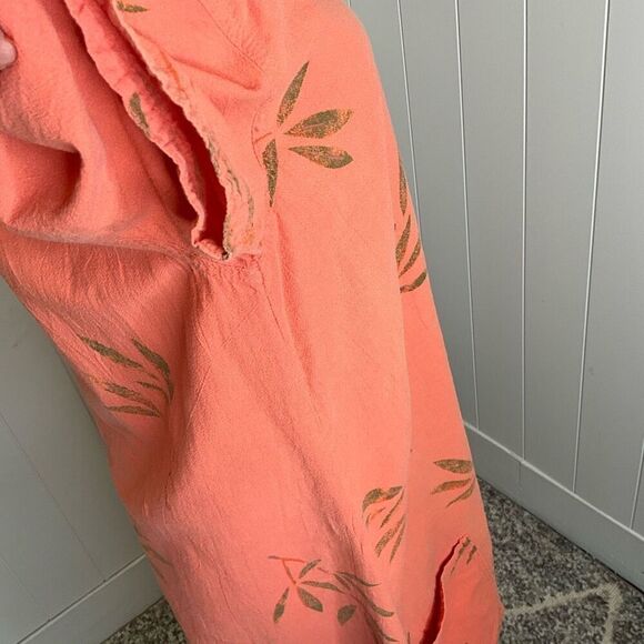 Color Me Cotton CMC Womens Size Small Mini Dress Orange Floral Short Sleeves - Picture 6 of 12